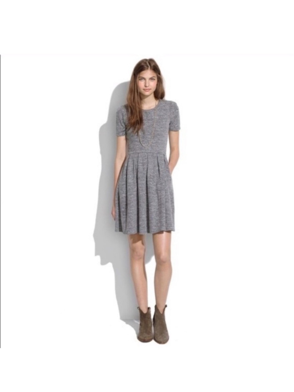Madewell Short Gray Pleated Dress